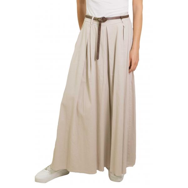 Pantagonna tinta unita leggero con cintura in cotone Elisa